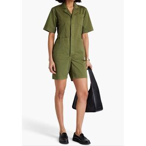 Alex Mill Army Green Cotton Poplin Utility Playsuit XS Belted Shorts Romper